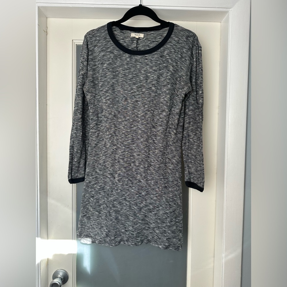 Madewell 100% Cotton Black and Gray Knit Mini Dress